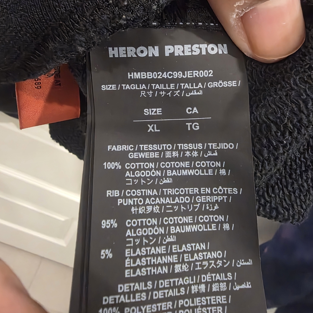 Heron Preston Black Hoodie with White Cyrillic Print - Picture 2 of 4